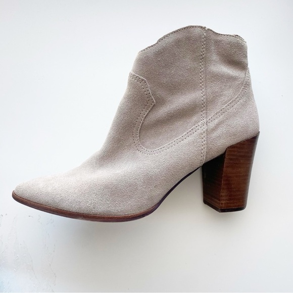 STEVE MADDEN Gray Ladd Western Suede Pointed Toe Ankle Booties - Picture 6 of 9